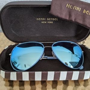 Henri Bendel Mirrored Blue Aviator Sunglasses